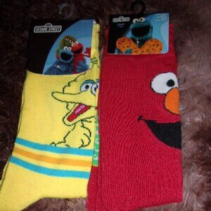 Elmo & Big bird Sesame Street Funny Novelty Crew Socks Bundle New